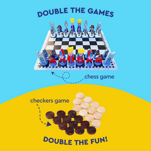 EDUKACYJNA DREWNIANA SZACHOWNICA Z POSTACIAMI Z BAJEK