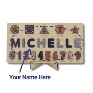 Tablica Montessori z drewna z personalizowanym imieniem