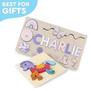Tablica Montessori z drewna z personalizowanym imieniem