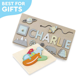 Tablica Montessori z drewna z personalizowanym imieniem