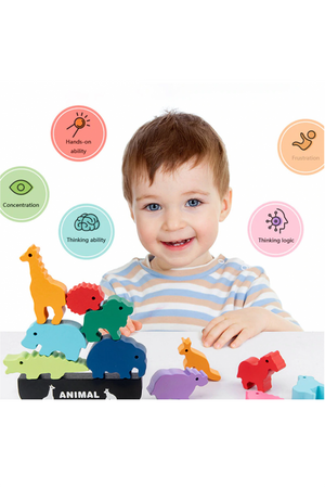 Wooden Animal Balancing Block Game