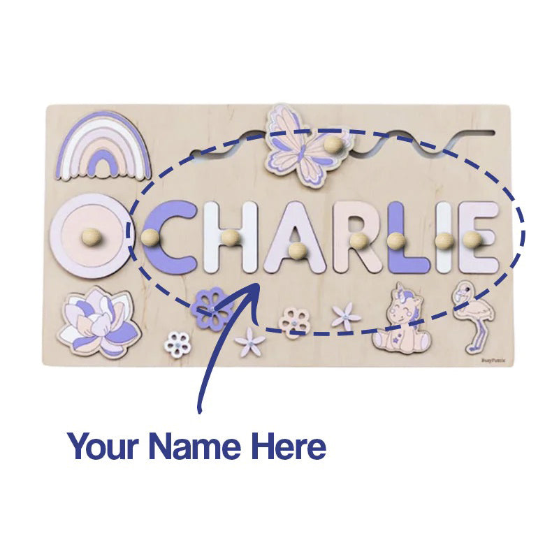 Tablica Montessori z drewna z personalizowanym imieniem