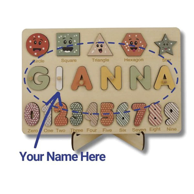 Tablica Montessori z drewna z personalizowanym imieniem