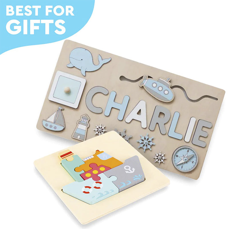 Tablica Montessori z drewna z personalizowanym imieniem