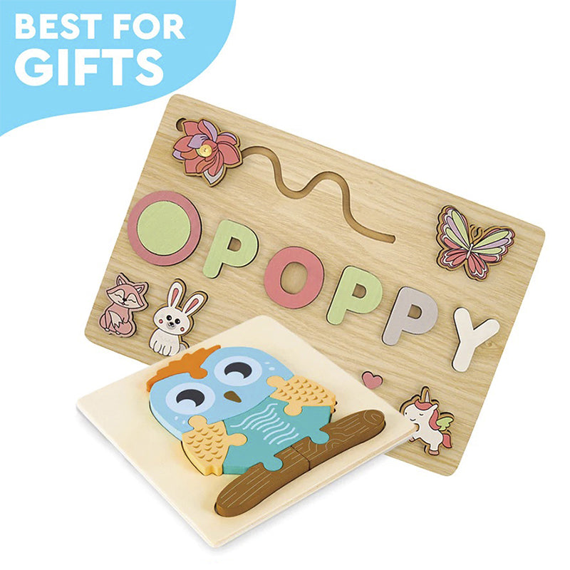 Tablica Montessori z drewna z personalizowanym imieniem